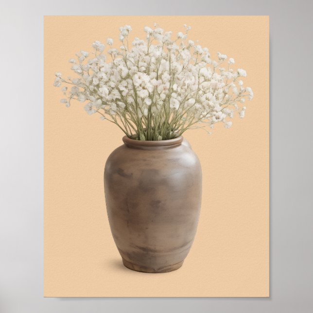 Poster  Neutral Farmhouse Art Baby’s Breath Frame Ready  (Frente)