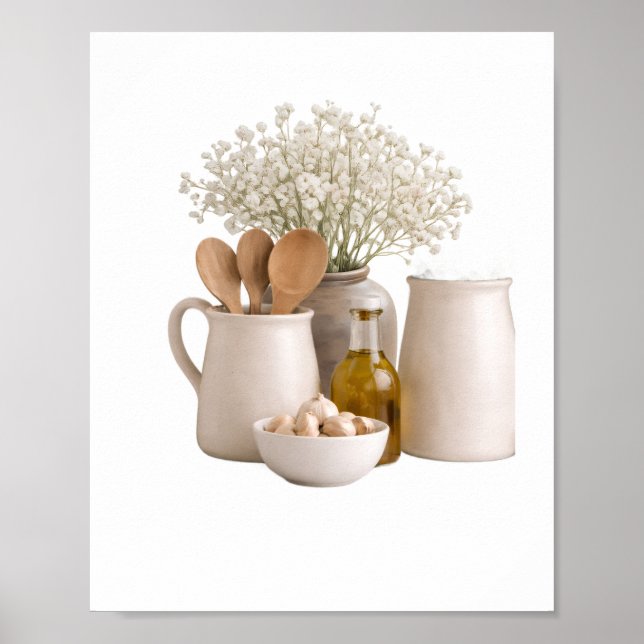 Poster  Neutral Farmhouse Kitchen Still Life Frame Ready  (Frente)