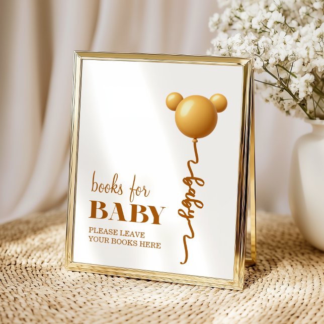 Poster Neutral Gold Teddy Balloon Books for Baby (Criador carregado)