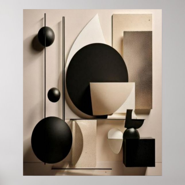 Poster Neutral Minimal Geometric Shapes Abstract (Frente)