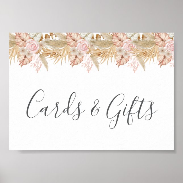 Poster Neutral Palm and Pampas Flower Decor Wedding (Frente)