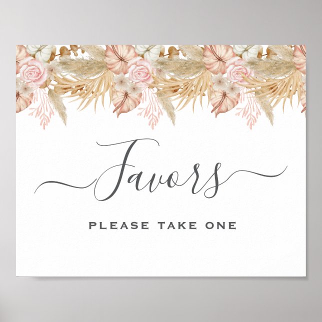Poster Neutral Palm and Pampas Flower Decor Wedding (Frente)