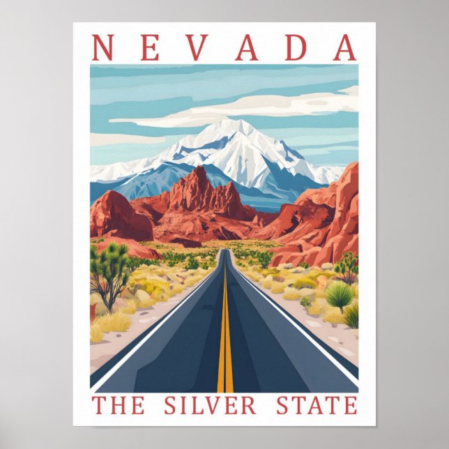Poster Nevada the Silver State USA Viagem Place (Frente)