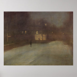 Póster Neve cinzenta e Dourado do noturno em Chelsea pelo
