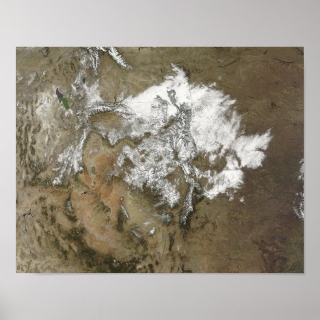 Póster Neve cobrir as Montanhas Rochosas nos Estados Unid (Frente)