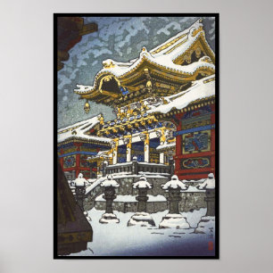 Poster Neve de Kasamatsu Shiro na porta de Yomei em Nikko