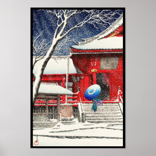 Póster Neve de Kawase Hasui na arte do hanga de Ueno