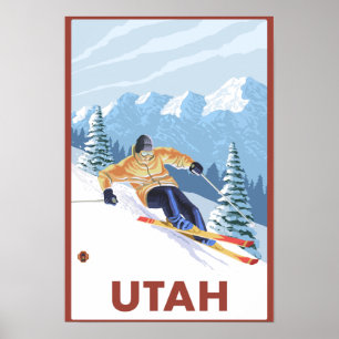 Póster Neve em declive SkierUtah