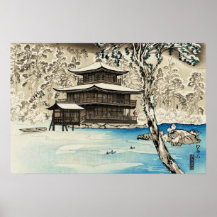 Poster Neve em Kinkaku-ji Miki Suizan Arte Japonesa