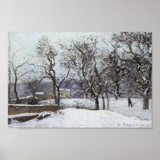 Poster Neve em Louveciennes (1870) por Camille Pissarro (Frente)