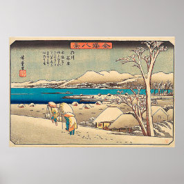 Poster Neve Evening em Uchikawa-Utagawa Hiroshige