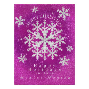 Póster Neve Fala Magenta Branco Poster brilhante