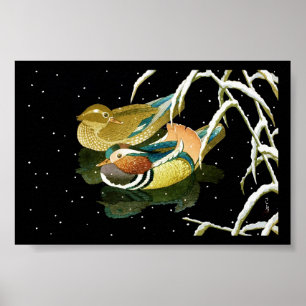 Póster Neve japonesa legal da lagoa do preto do pato do