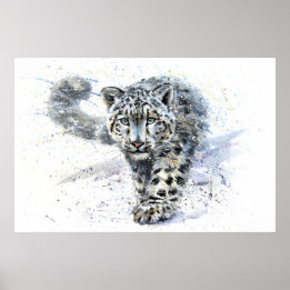 Poster Neve Leopardo Watercolor
