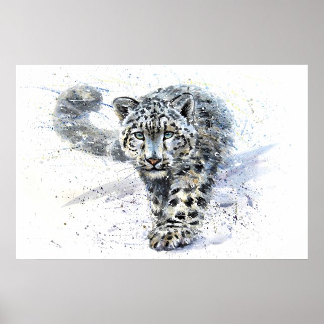 Poster Neve Leopardo Watercolor (Frente)