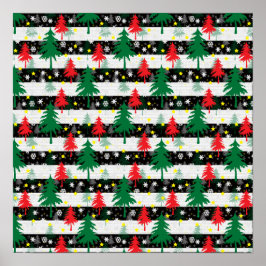 Poster Neve Negra Branca Neves Árvores Verdes Vermelhas