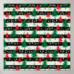 Poster Neve Negra Branca Neves Árvores Verdes Vermelhas