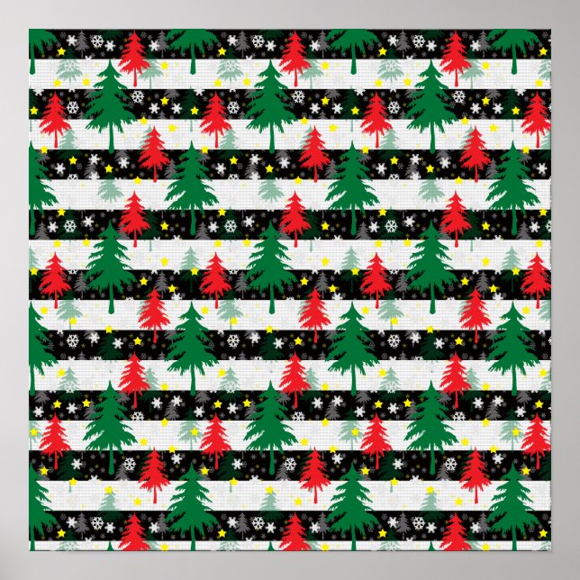 Poster Neve Negra Branca Neves Árvores Verdes Vermelhas (Frente)