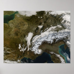 Poster Neve, nevoeiro e nuvens baixas na Europa Ocidental