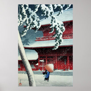 Poster Neve Noturna no Rio Edo Hasui Kawase Cerca de 1925