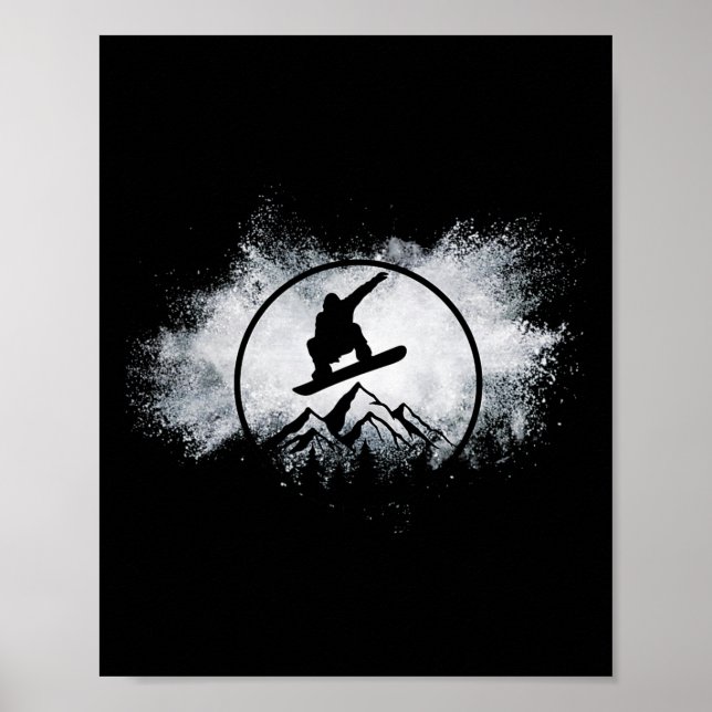 Poster Neve Nuvem Grande Ar Snowboarder Snowboard (Frente)