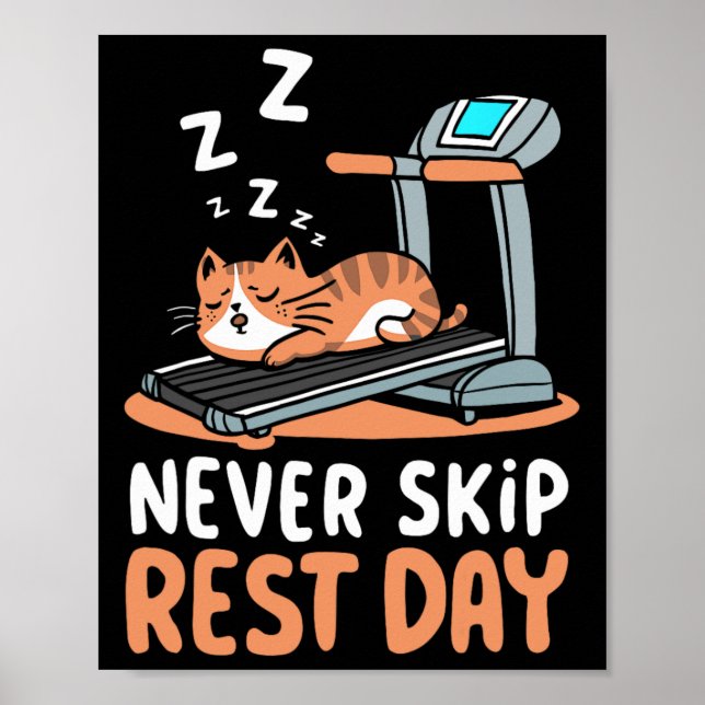 Poster Never Skip Rest Day Funny Bodybuilding Cat Workout (Frente)
