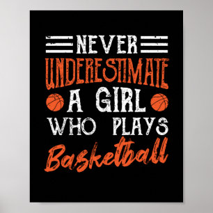 Poster Never underestimate a girl who plays basketball