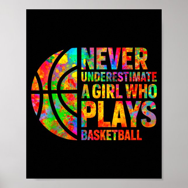 Poster Never Underestimate A Girl Who Plays Basketball Wo (Frente)