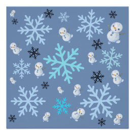 Póster Neves e flocos de neve em azul-real