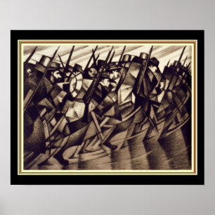 Póster Nevinson "que retorna às trincheiras" - Deco 16x2
