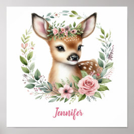 Poster Névoa rosa com coroa floral