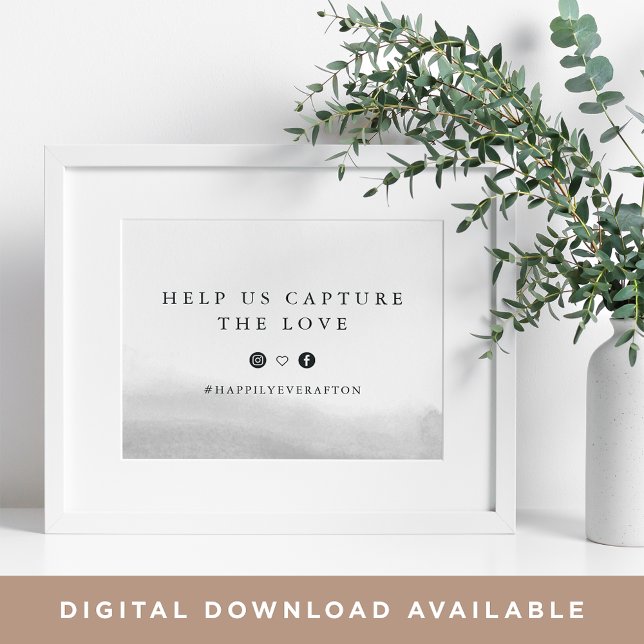 Poster Névoa | Sinal de hashtag de casamento (Criador carregado)