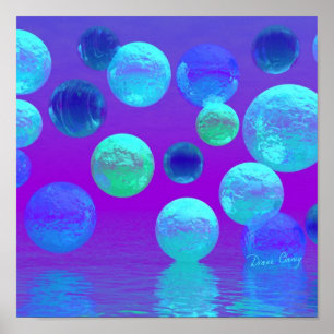 Póster Névoa violeta - luz abstrata ciana e do roxo