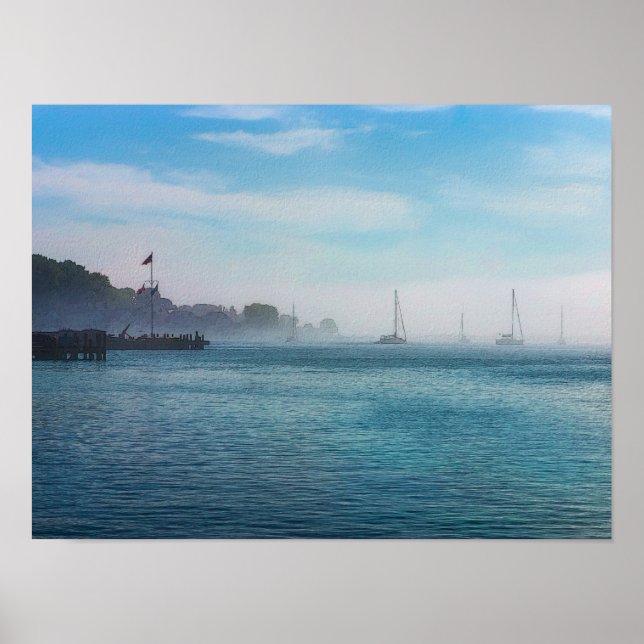 Poster Nevoeiro no porto de Mackinac (Frente)