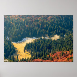 Poster Nevoeiro rolando num campo de outono de solitário