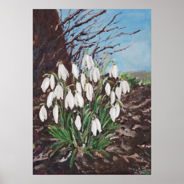 Poster nevões sob uma pintura a óleo de árvore (Frente)