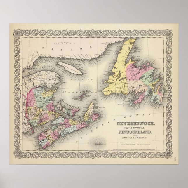 Póster New Brunswick, Nova Escócia, Terra Nova (Frente)