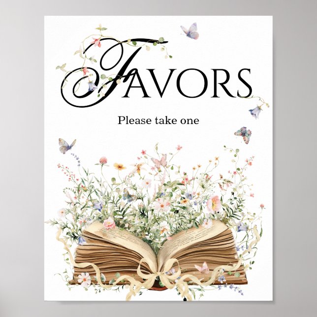 Poster New Chapter Book Theme bridal shower Favors (Frente)