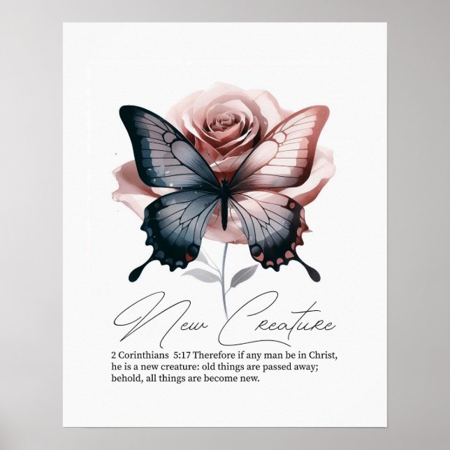 Poster New creature, Scripture verse Christian wall art  (Frente)