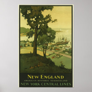 Poster New England USA Viagens vintage