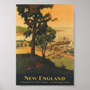 Poster New England Viagens vintage