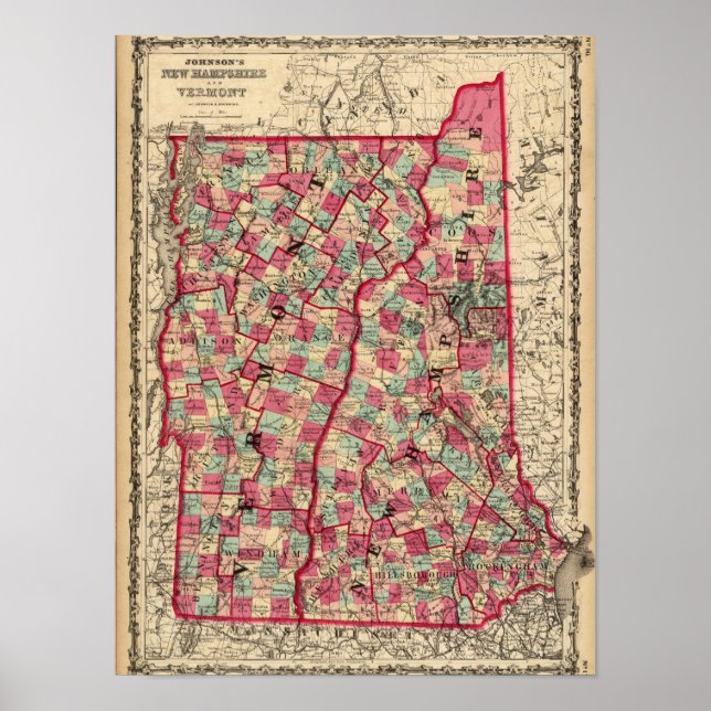 Póster New Hampshire e Vermont (Frente)