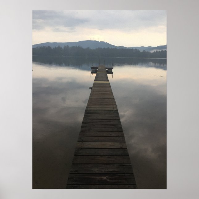 Poster New Hampshire (NH) Misty Lake Scenery (Frente)