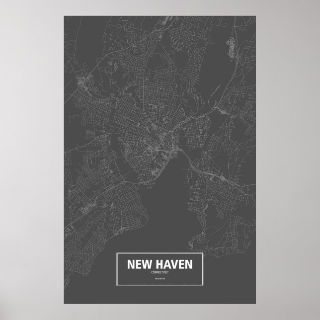 Póster New Haven, Connecticut (branco a preto) (Frente)