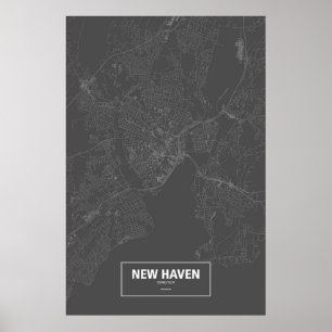 Póster New Haven, Connecticut (branco no preto)