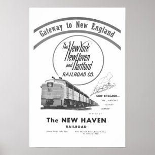 Póster New Haven Railroad Gateway To New England 1950