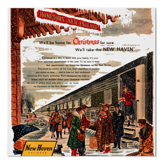 Póster New Haven Railroad Natal 1947 (Frente)