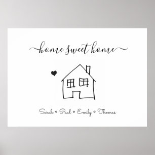 Poster New house family home sweet home cute abstract fau