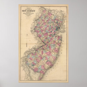 Poster New Jersey Atlas map