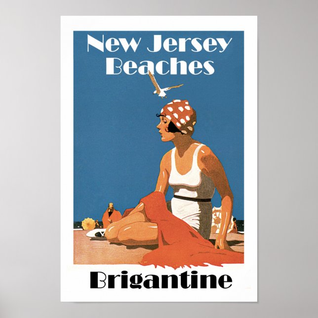 Póster New Jersey Beaches ~ Brigantine (Frente)